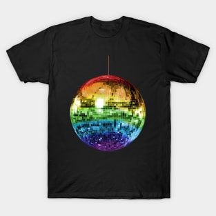 Rainbow Mirrored 1970s Disco Ball T-Shirt